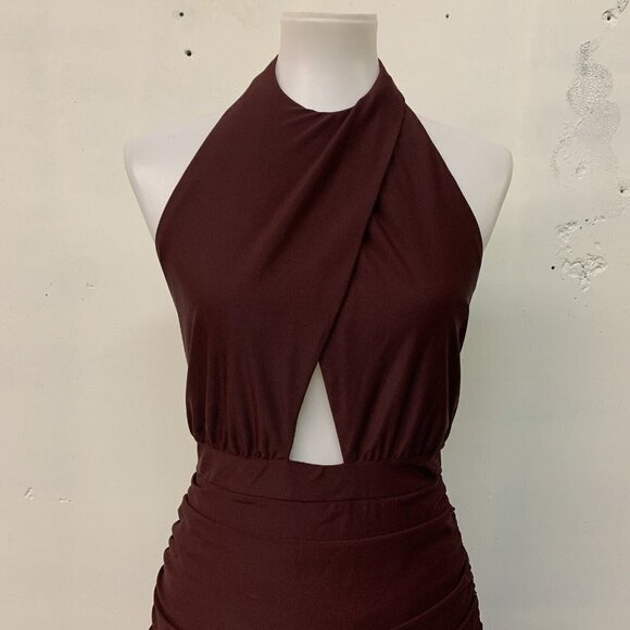 Tiger Mist Women Burgundy Not Your Girl Halter Bodycon Dress Size Medium - Picture 3 of 7